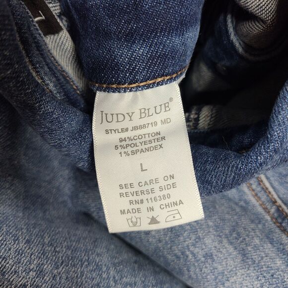 Judy Blue Women's Denim Utility Jumpsuit L Dark Denim Long Sleeve Coveralls - Picture 13 of 16